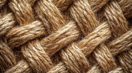 Fototapeta premium A close-up view of a woven texture made from natural fibers, showcasing intricate patterns and earthy tones.