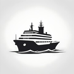 Obraz premium Minimalist Silhouette of a Cruise Ship on the Ocean