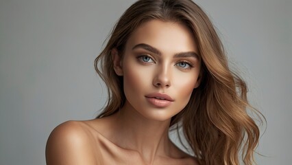 Fototapeta premium closeup_beautiful_woman_with_makeup_and_bare