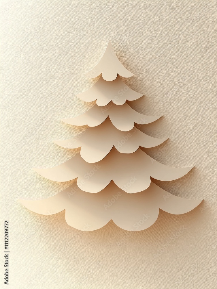 Aufkleber A beautifully crafted three-dimensional Christmas tree made of layered paper, providing an ideal blank area for adding custom text or designs. Generative AI