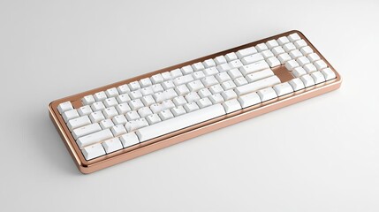 Elegant Minimalistic White and Gold Computer Keyboard