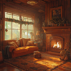 warm living room with fireplace