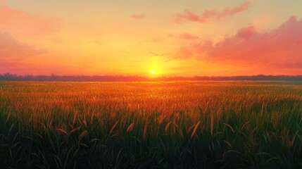 sunset over the field