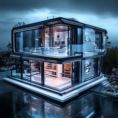 3d render of a modern building with a background