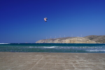 Prasonisi bay is a famous windsurf spot in Greece