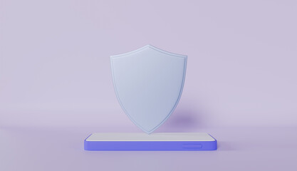 Safety shield with cell phone, safe storage of user inputs and internet data, security of private information