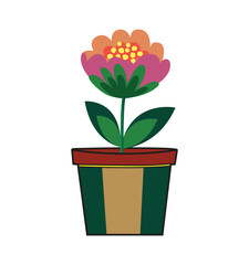 Flowers in potted plant vector illustration