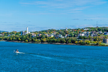 A view across the Saint Lawrence river towards the north side of the borough of Desjardins in...