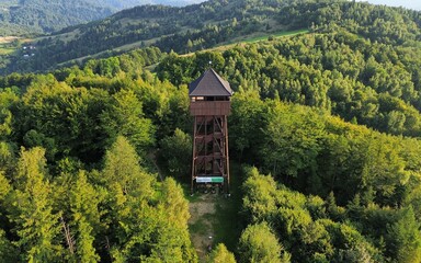 Koziarz tower near Nowy Sącz in Poland. Beskidy Mountains