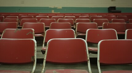 Empty stadium seats, a silent testament to the absence of fans, symbolizing the void left by the lack of human connection and shared experiences in the face of challenges.