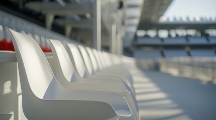Empty stadium seats, a silent testament to the absence of fans, symbolizing the void left by the lack of human connection and shared experiences in the face of challenges.