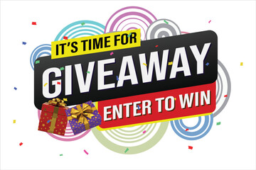 giveaway enter and win word vector gift box surprise style for social media landing page, template, ui, web, mobile app, poster, banner, flyer, background, gift card, coupon, label, wallpaper

