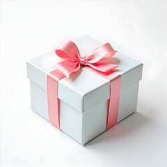 Obraz premium Pastel Gift Box with Satin Bow on White Background for Holiday Gifting
