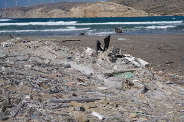 pile of trash on prasonisi beach