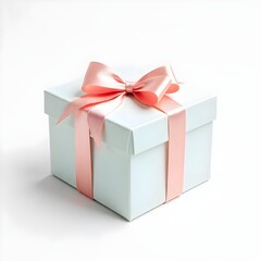 Obraz premium Pastel Gift Box with Satin Bow on White Background for Holiday Gifting