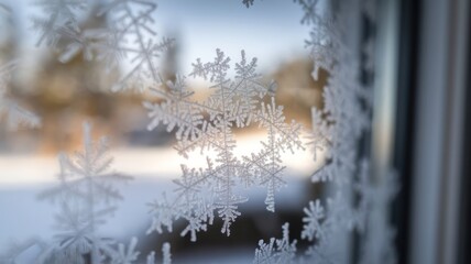 Frost patterns on winter window glass