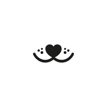 Pet face with smile and heart. Simple minimal vector drawing.