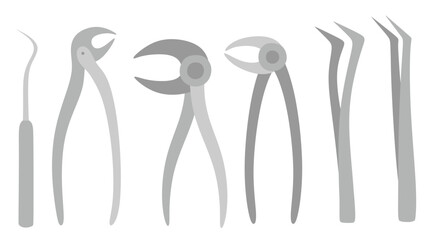 Medical Dental tools in the flat style on white background.