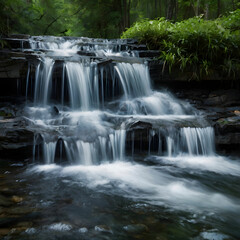 Obraz premium The Art of Water Falling Where Liquid Grace Dances Over Rocks and Stones Capturing the Serenity of Flowing Water's Embrace