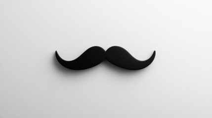 Silhouette of a black mustache on a white background minimalistic design evenly lit bold contrast