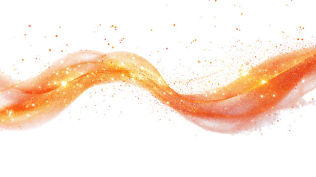 Twisting trail of bright fire sparks transparent background