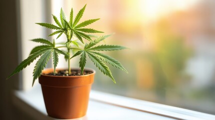 Obraz premium Beautiful Cannabis Plant in Sunlight