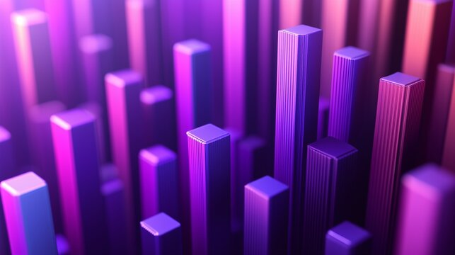Abstract economic data chart creative modern design 3D background violet toned.
