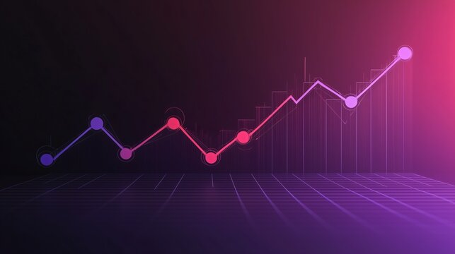 Economic graph creative modern background purple toned.