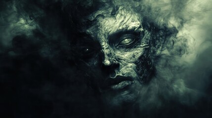 Ghastly Visage Emerging From Smoke