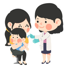 doctor is giving a boy a vaccine