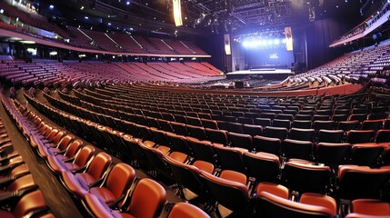 Fototapeta premium Empty stadium seats, a silent testament to the absence of fans, symbolizing the void left by the lack of human connection and shared experiences in the face of challenges.