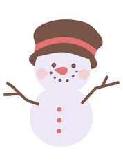 帽子をかぶった雪だるまのイラスト