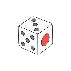 Hand drawn kids drawing dice cartoon isolated