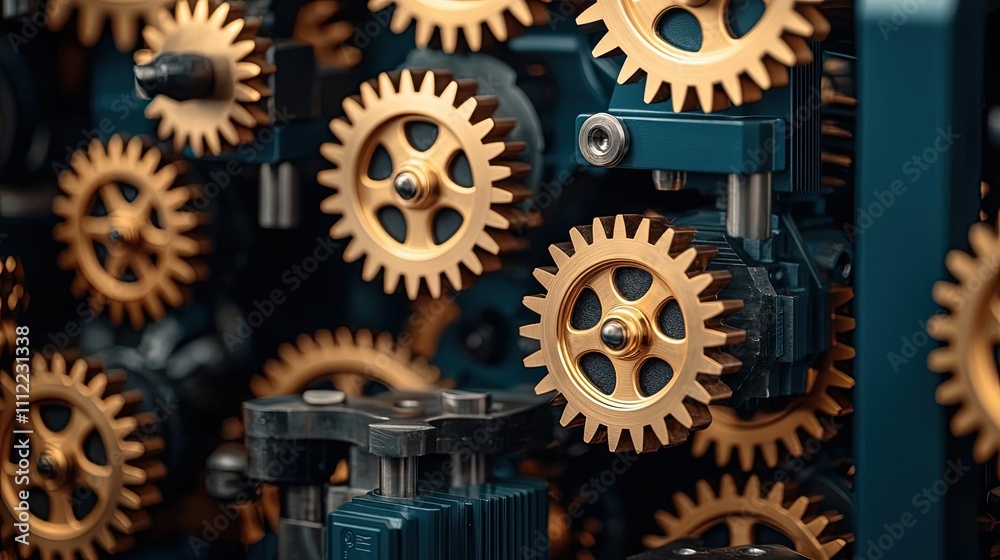 Poster Close-up of intricate gears showcasing mechanical precision and design.