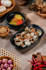 blood clams anadara granosa seafood served with sweet and sour pineapple sauce