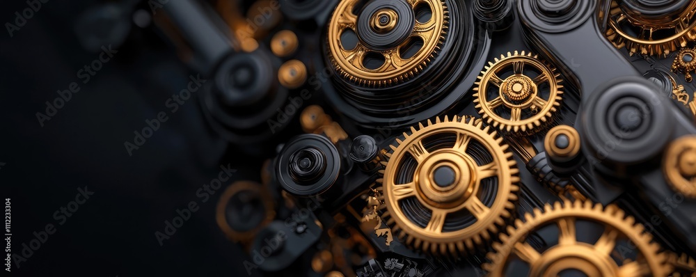 Poster Complex machinery with intricate gears and cogs, showcasing mechanical engineering.