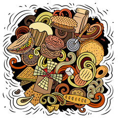 Bakery doodle cartoon funny banner