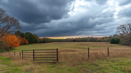 Fototapeta premium Autumn Landscape with Dramatic Sky
