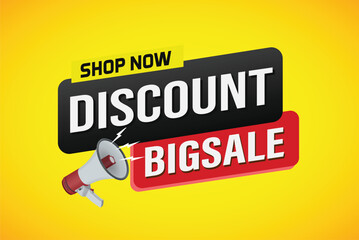 Big sale word mega phone concept vector illustration and 3d style, landing page, template, ui, web, mobile app, poster, banner, flyer, background, gift card, coupon, label, wallpaper

