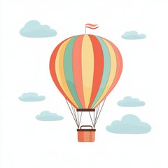 Fototapeta premium Colorful hot air balloon floating in the sky with clouds.