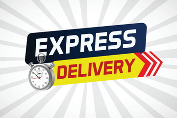 Express delivery word concept vector illustration with stopwatch style for use landing page, template, ui, web, mobile app, poster, banner, flyer, background, gift card, coupon, label


