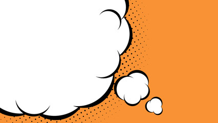 ポップな煙のフレームイラスト　左側に膨らむバージョン