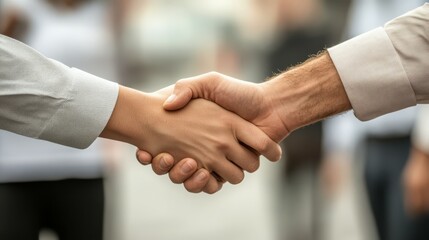 Corporate workshop with diverse group of professionals shaking hands and discussing training