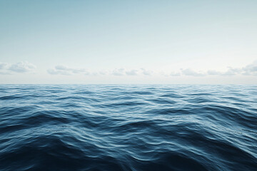 Fototapeta premium A peaceful open ocean with gentle waves and a distant horizon under a soft blue sky creating a serene and infinite seascape 