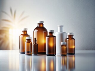 Customizable Medicine Bottles Displayed in a Minimalist Style with Soft Lighting and Clean Background for Modern Healthcare Solutions