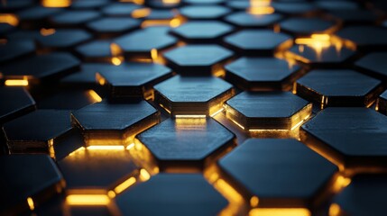 Obraz premium Discover the Beauty of Optimized Processes Through Intricate Hexagonal Patterns and Ambient Lights