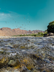 Wadi Hoqain, Water Droplets mid air, Rustaq, Oman