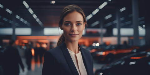 women manager in a car dealership Generative AI