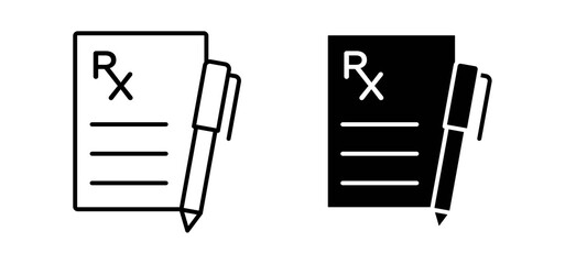 Prescription icons in black filled and outlined style