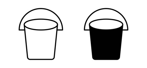 Bucket icons in black filled and outlined style